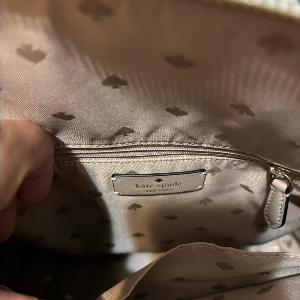 Kate Spade White and Tan Leather Backpack Handbag - Picture 5 of 6